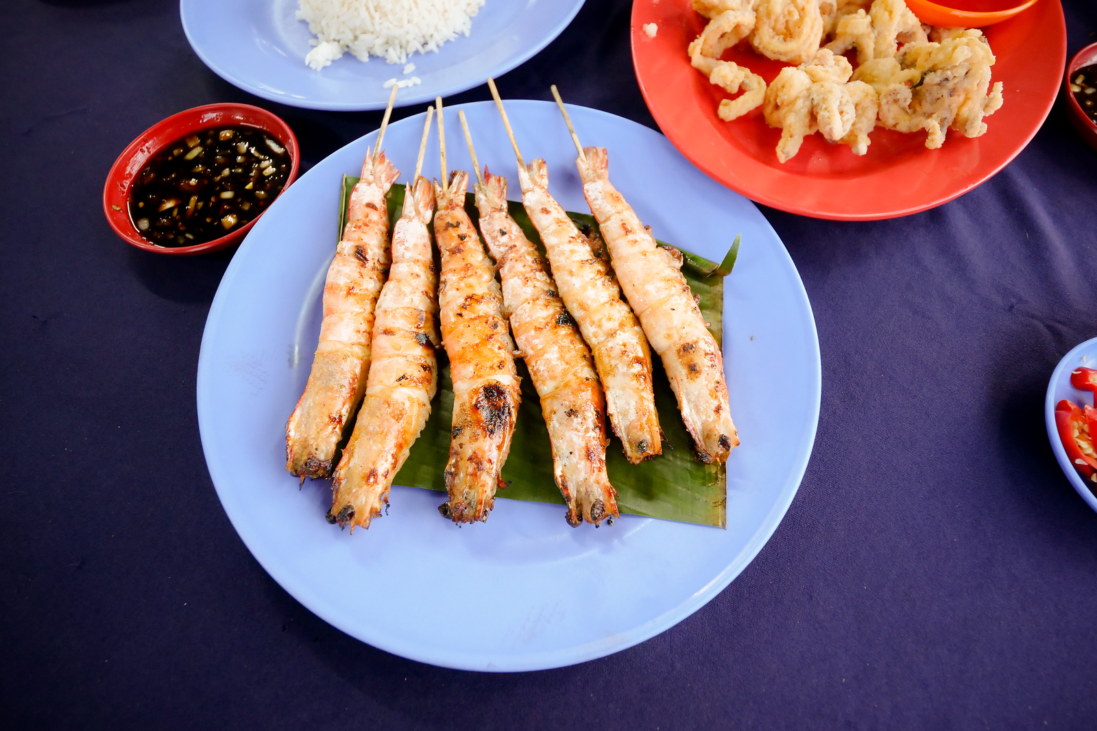 Salted Grilled Shrimp at Melaka's best restaurants Ikan Bakar Hj Musa