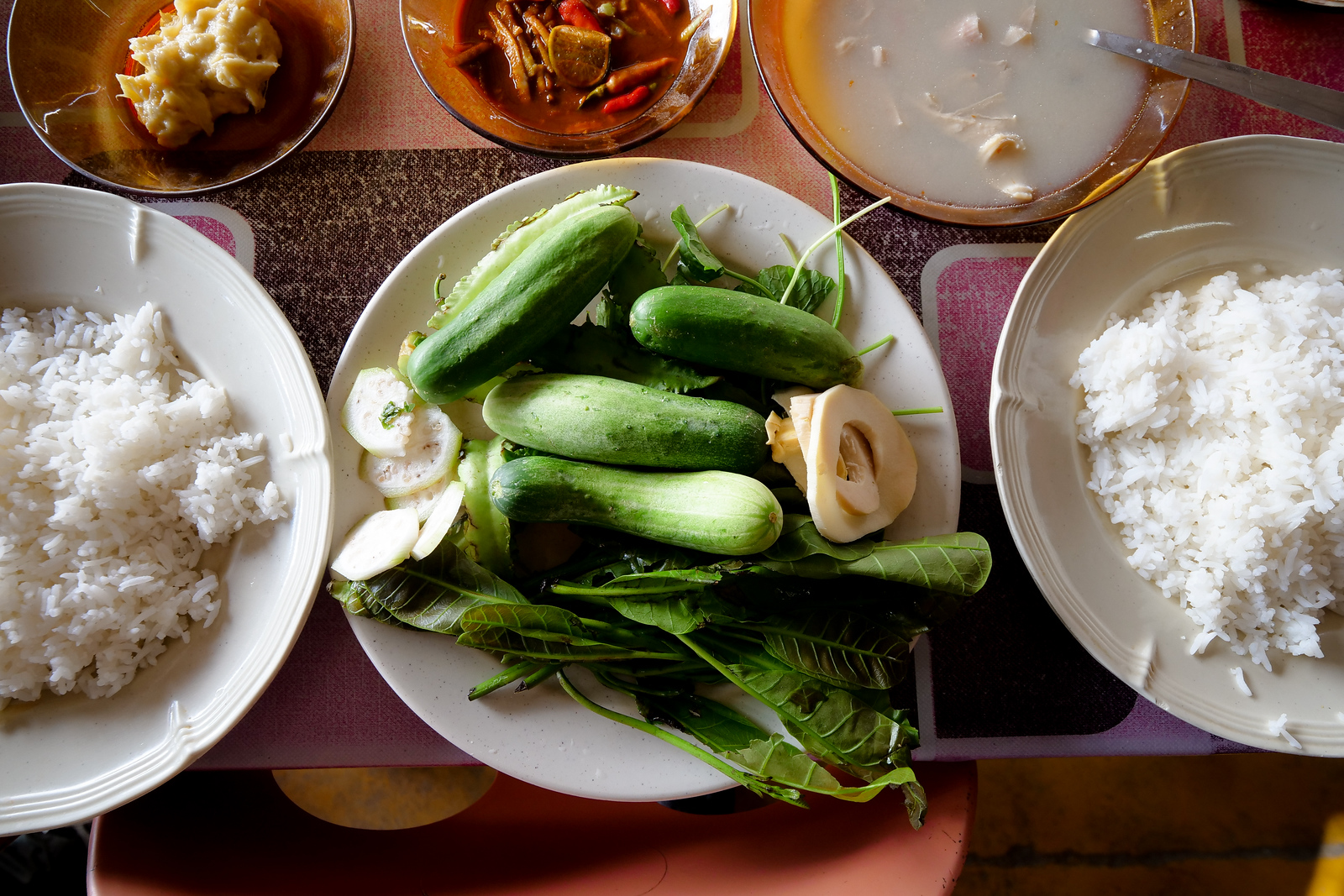A wonderful amount of fresh vegetables to go with your Nasi Ulam Herb Rice